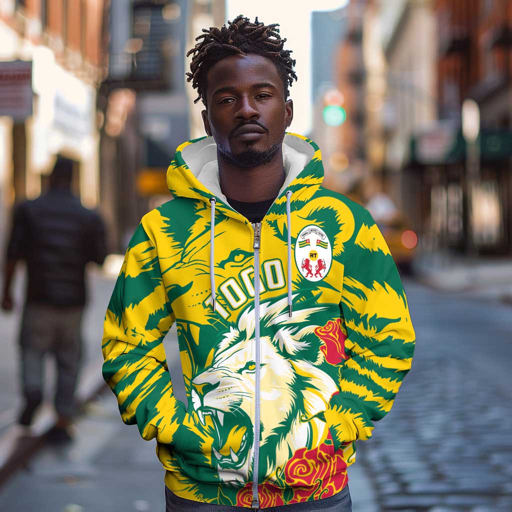 Togo Independence Day Zip Hoodie Lion and Rose Proud To Be Togolese