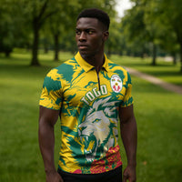 Togo Independence Day Zipper Polo Shirt Lion and Rose Proud To Be Togolese
