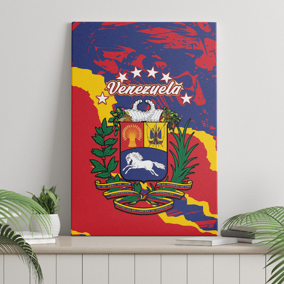 Venezuela Independence Day Canvas Wall Art Feliz Dia de la Independencia Grunge Style - Wonder Print Shop
