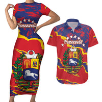 Venezuela Independence Day Couples Matching Short Sleeve Bodycon Dress and Hawaiian Shirt Feliz Dia de la Independencia Grunge Style - Wonder Print Shop