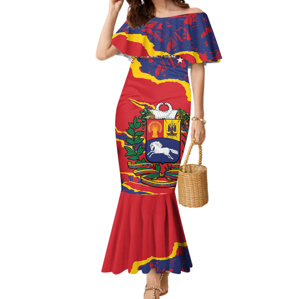 Venezuela Independence Day Family Matching Mermaid Dress and Hawaiian Shirt Feliz Dia de la Independencia Grunge Style - Wonder Print Shop