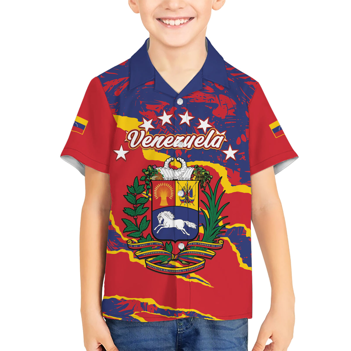Venezuela Independence Day Hawaiian Shirt Feliz Dia de la Independencia Grunge Style - Wonder Print Shop