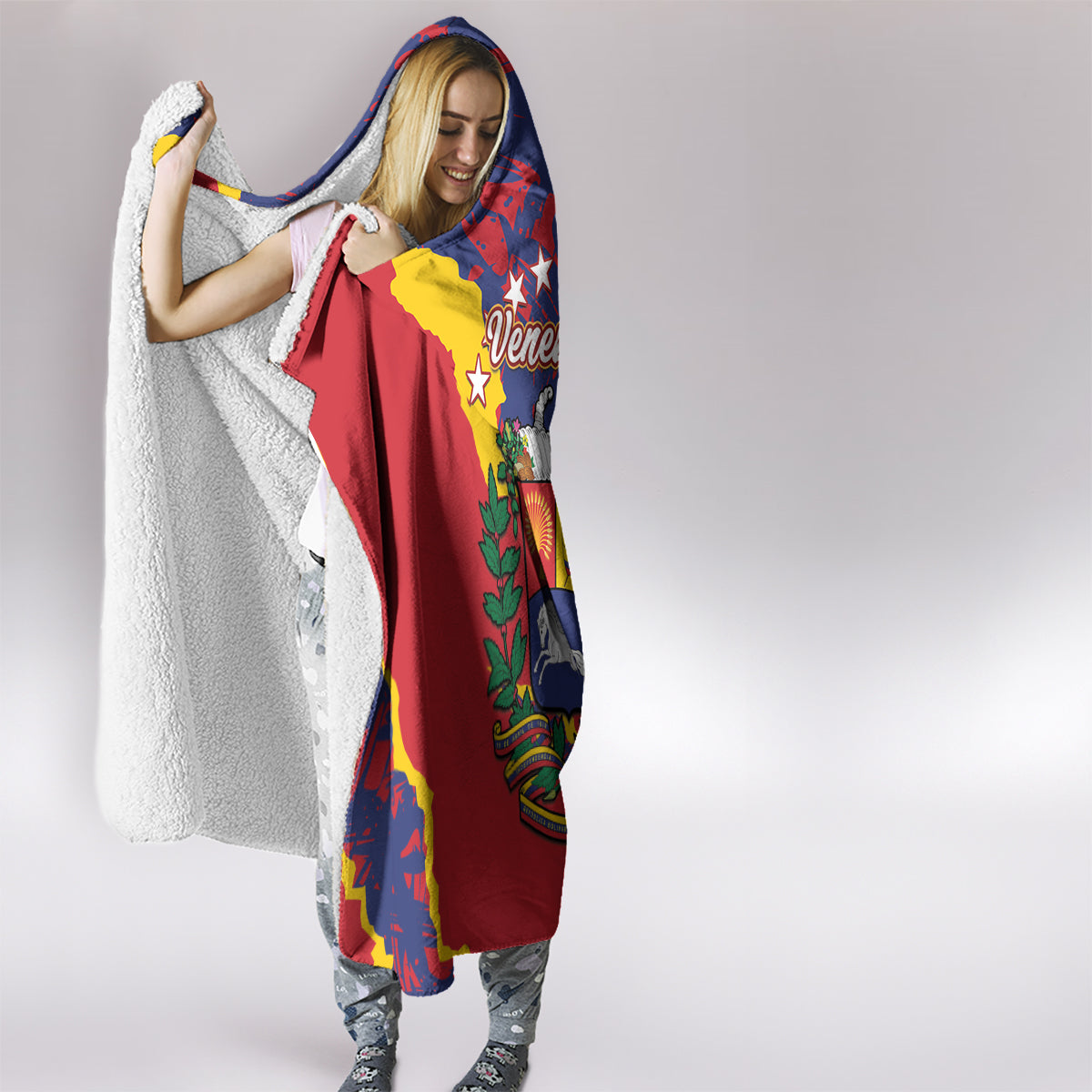 Venezuela Independence Day Hooded Blanket Feliz Dia de la Independencia Grunge Style