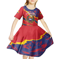 Venezuela Independence Day Kid Short Sleeve Dress Feliz Dia de la Independencia Grunge Style - Wonder Print Shop