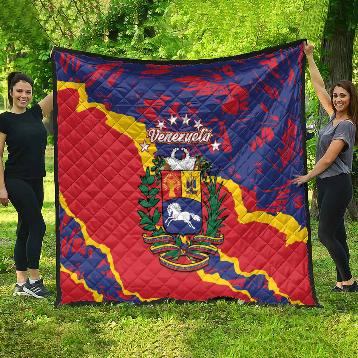 Venezuela Independence Day Quilt Feliz Dia de la Independencia Grunge Style - Wonder Print Shop