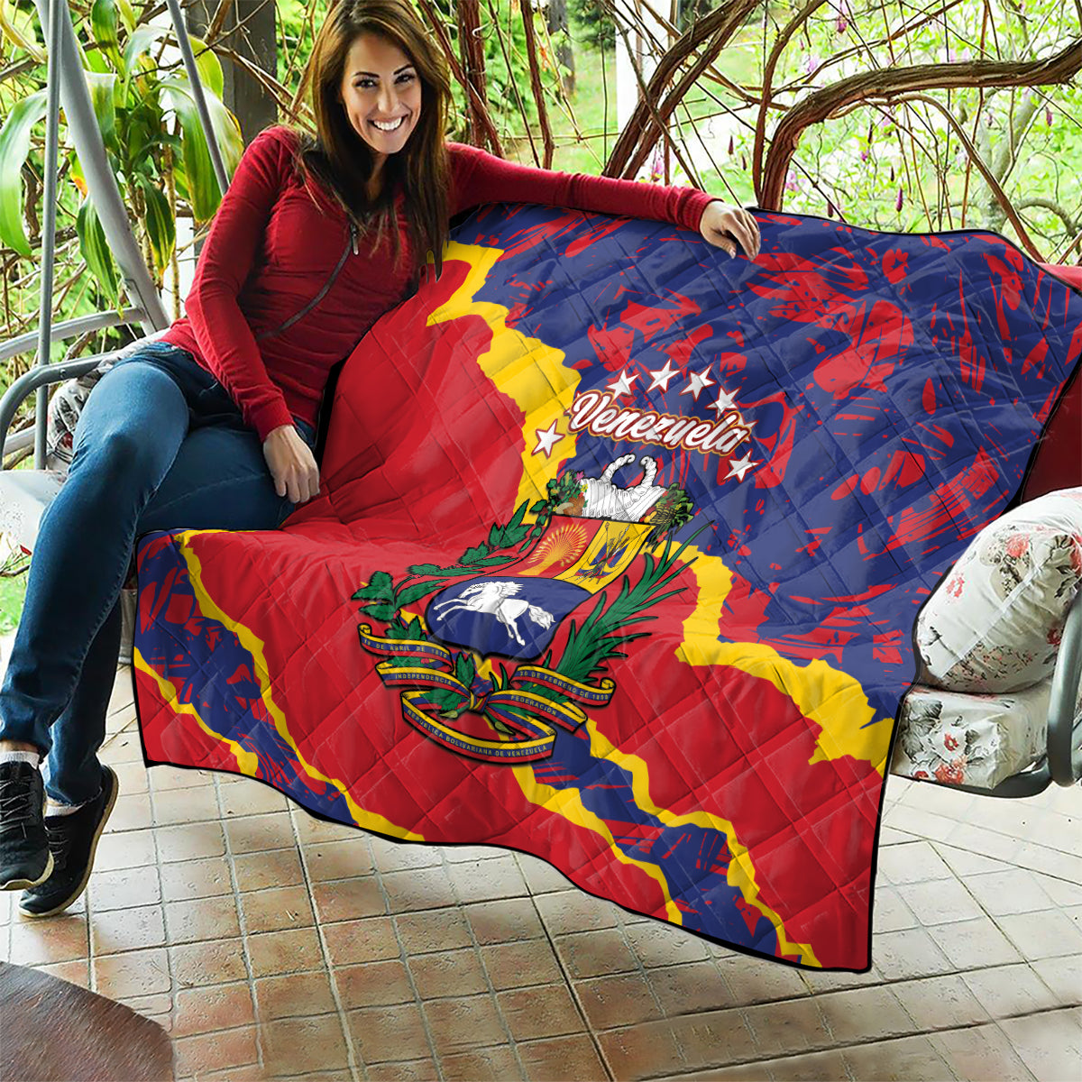 Venezuela Independence Day Quilt Feliz Dia de la Independencia Grunge Style - Wonder Print Shop