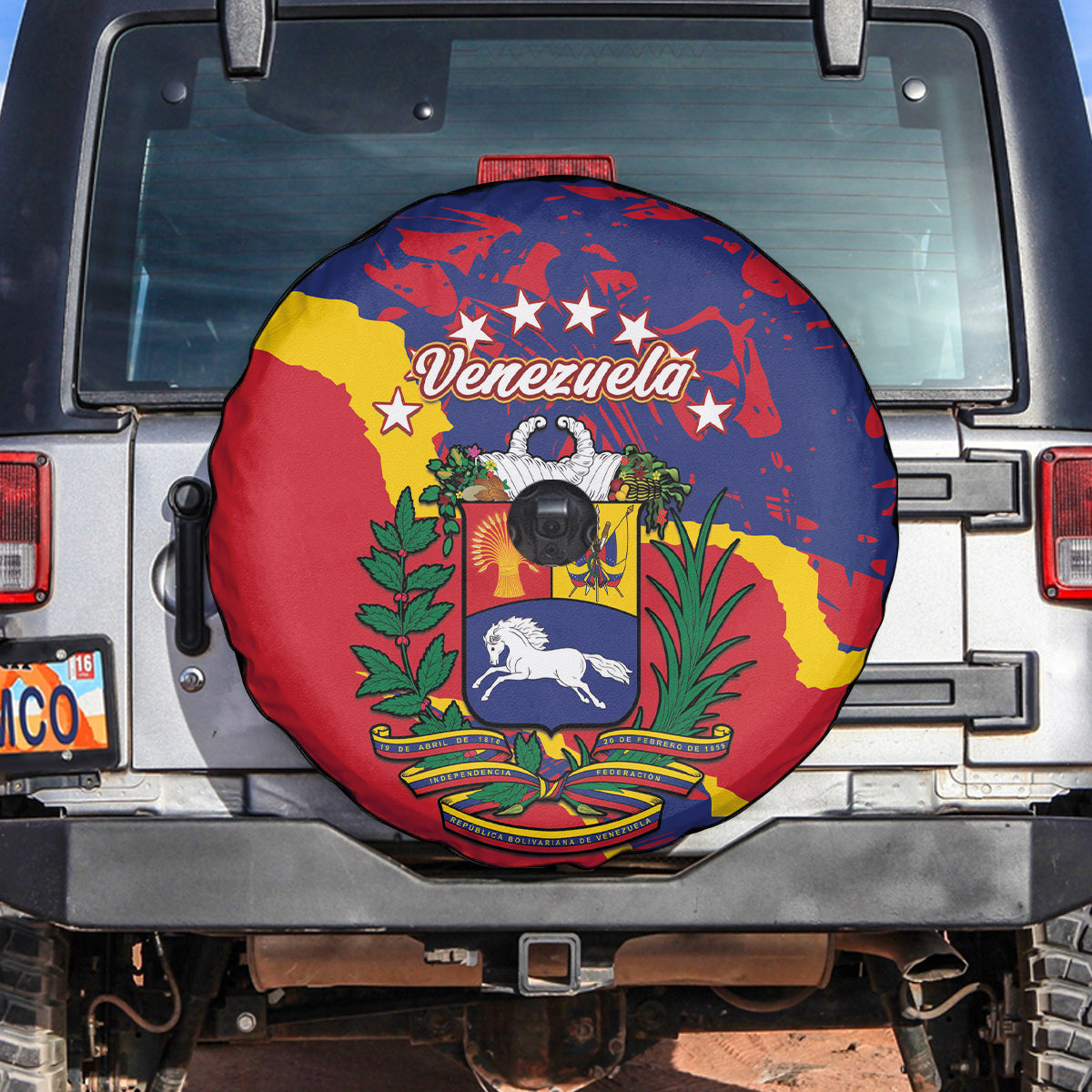 Venezuela Independence Day Spare Tire Cover Feliz Dia de la Independencia Grunge Style