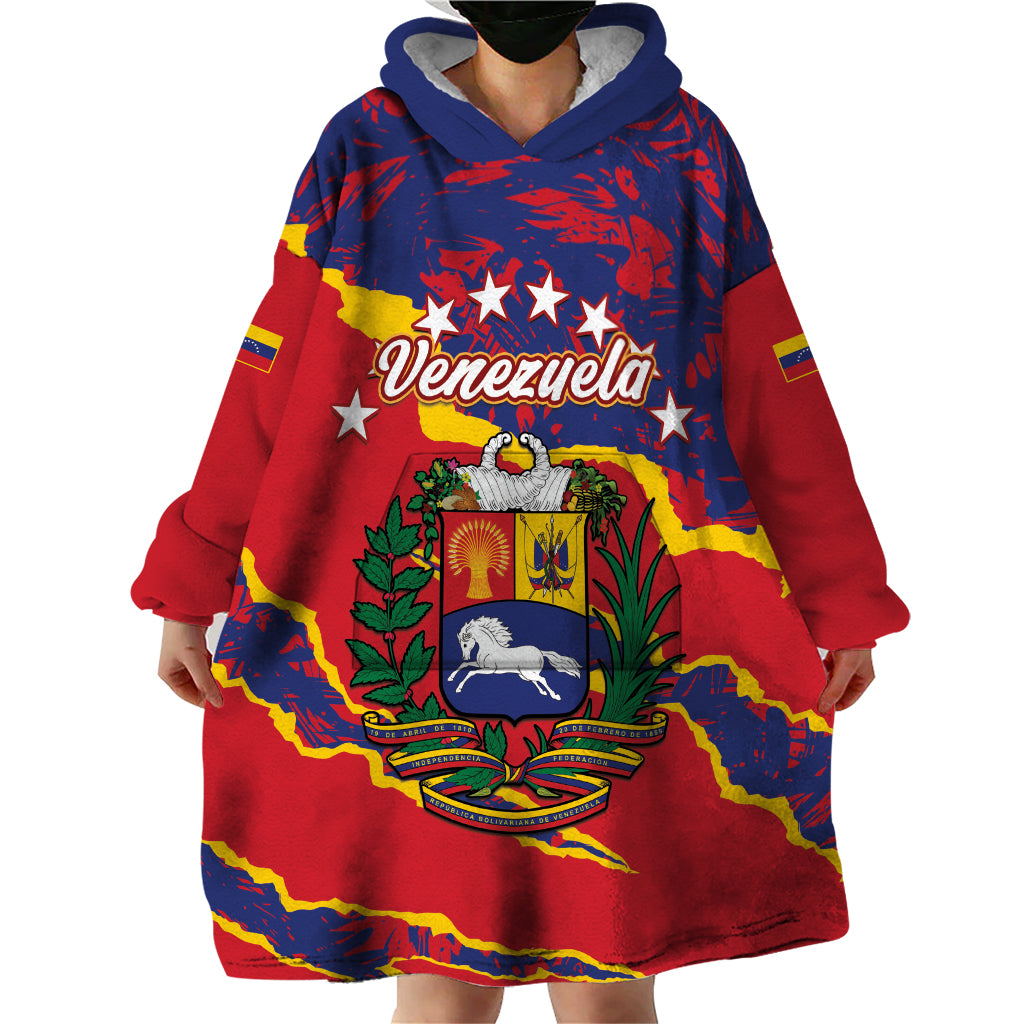 Venezuela Independence Day Wearable Blanket Hoodie Feliz Dia de la Independencia Grunge Style - Wonder Print Shop