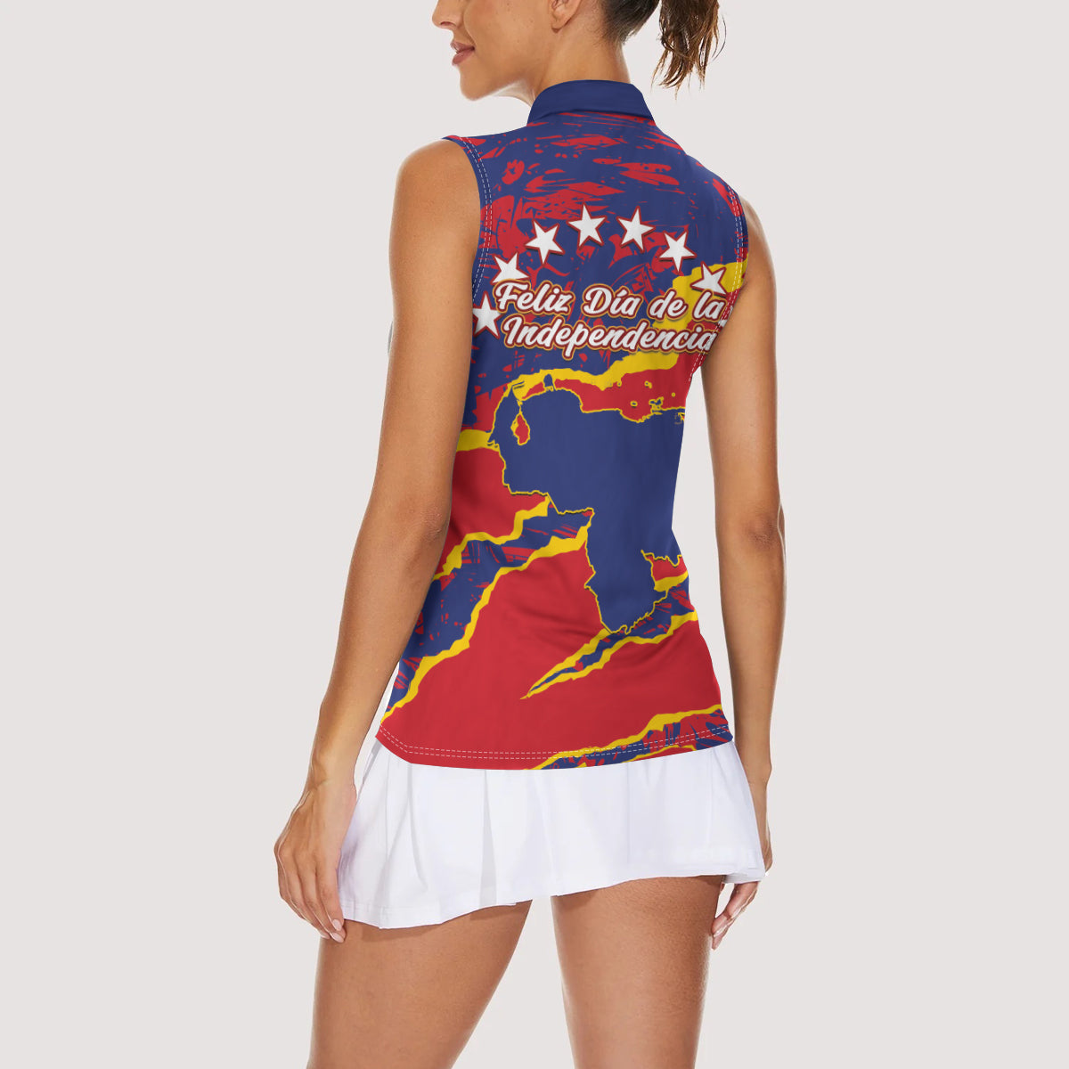 Venezuela Independence Day Women Sleeveless Polo Shirt Feliz Dia de la Independencia Grunge Style - Wonder Print Shop