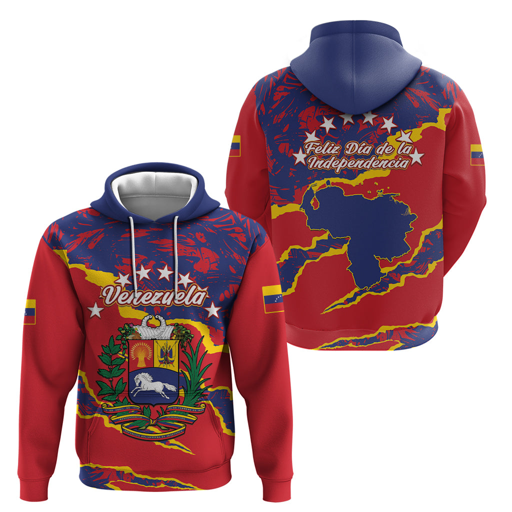 Venezuela Independence Day Zip Hoodie Feliz Dia de la Independencia Grunge Style - Wonder Print Shop