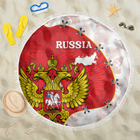 Russia Independence Day Beach Blanket Coat Of Arms With Map - Wonder Print Shop