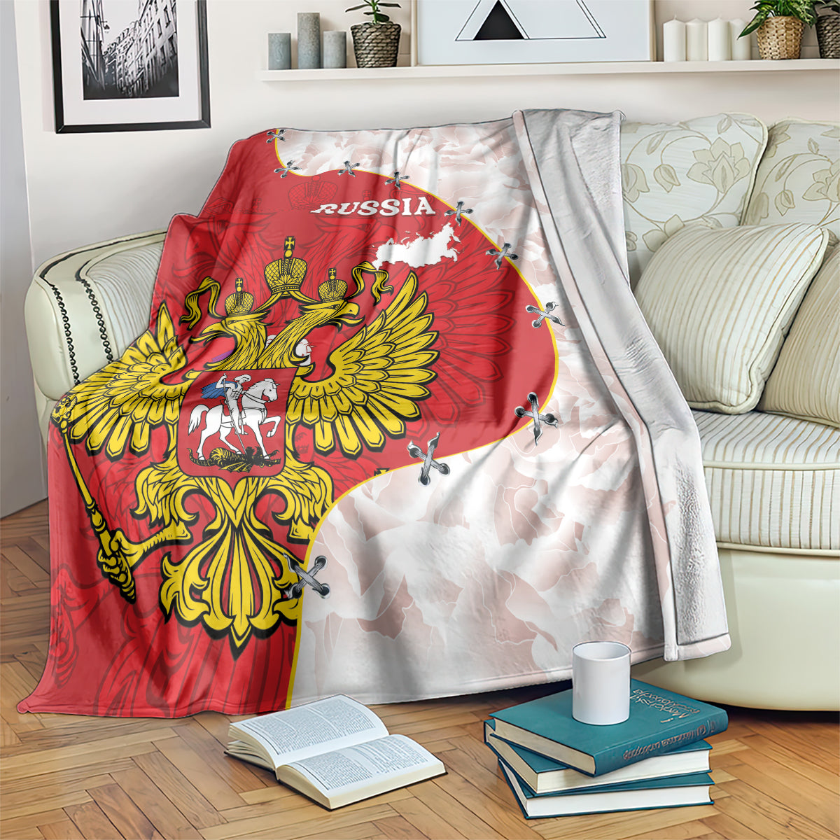Russia Independence Day Blanket Coat Of Arms With Map
