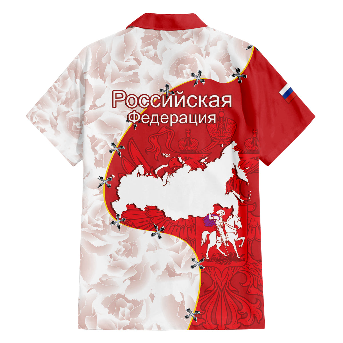 Russia Independence Day Family Matching Off The Shoulder Long Sleeve Dress and Hawaiian Shirt Coat Of Arms With Map - Wonder Print Shop