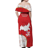 Russia Independence Day Family Matching Off Shoulder Maxi Dress and Hawaiian Shirt Coat Of Arms With Map - Wonder Print Shop