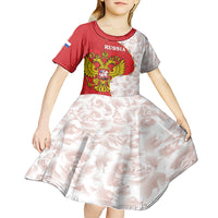 Russia Independence Day Kid Short Sleeve Dress Coat Of Arms With Map - Wonder Print Shop