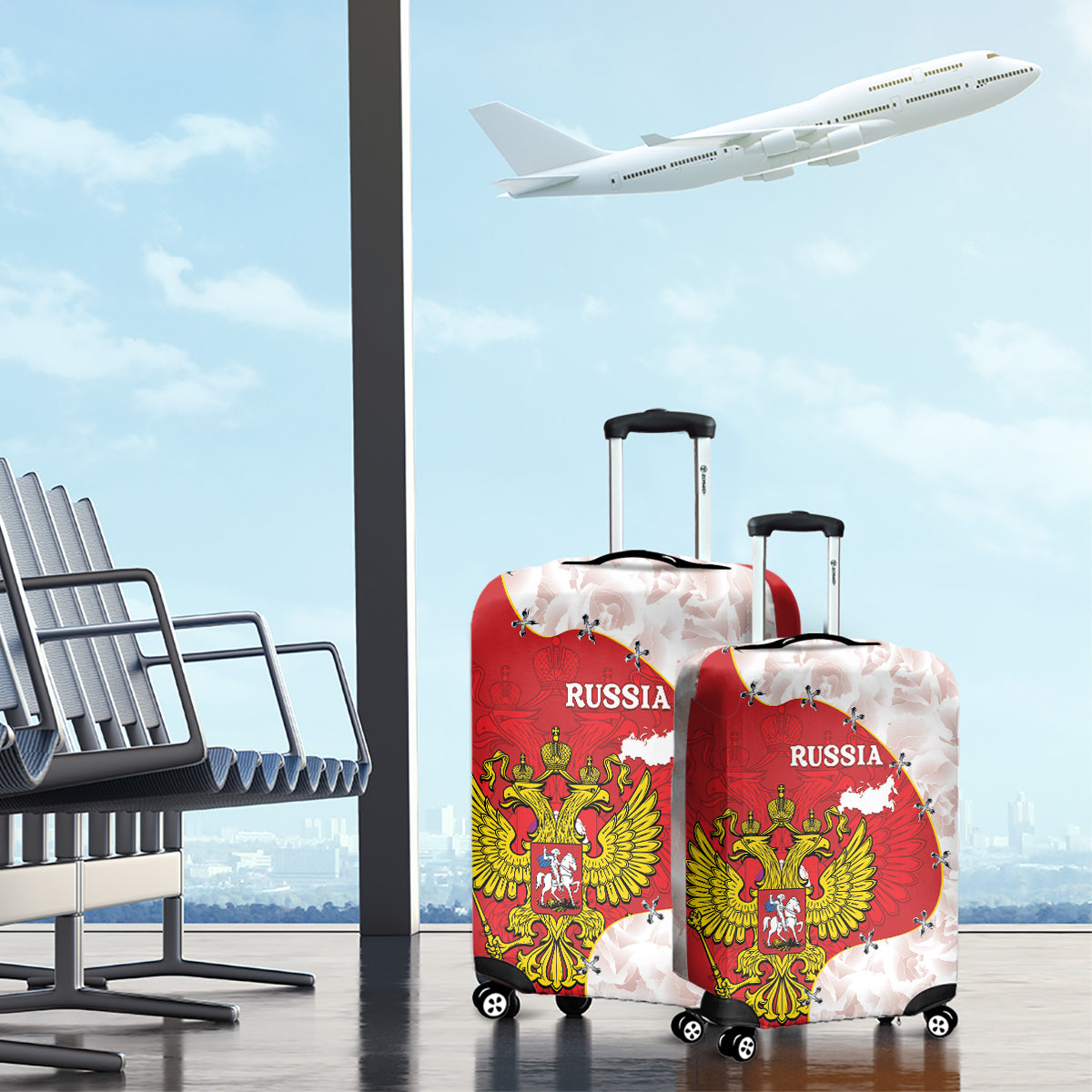 Russia Independence Day Luggage Cover Coat Of Arms With Map - Wonder Print Shop