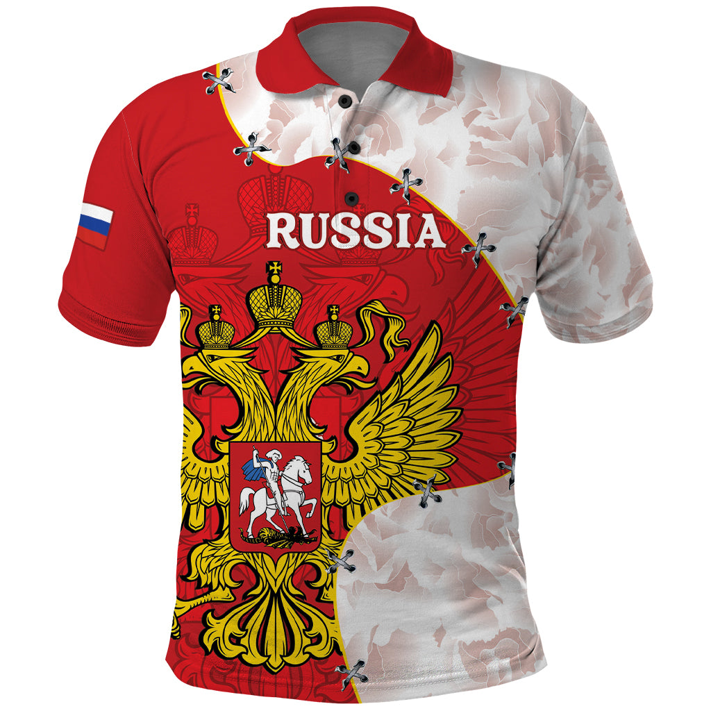 Russia Independence Day Polo Shirt Coat Of Arms With Map - Wonder Print Shop