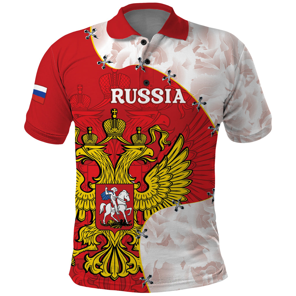 Russia Independence Day Polo Shirt Coat Of Arms With Map