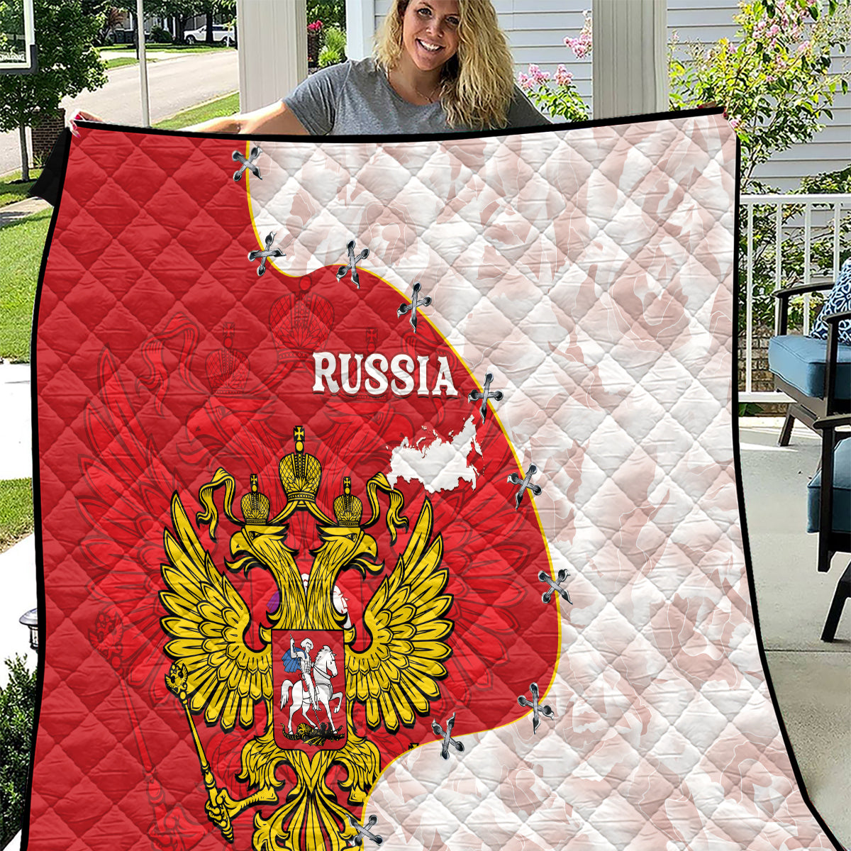 Russia Independence Day Quilt Coat Of Arms With Map