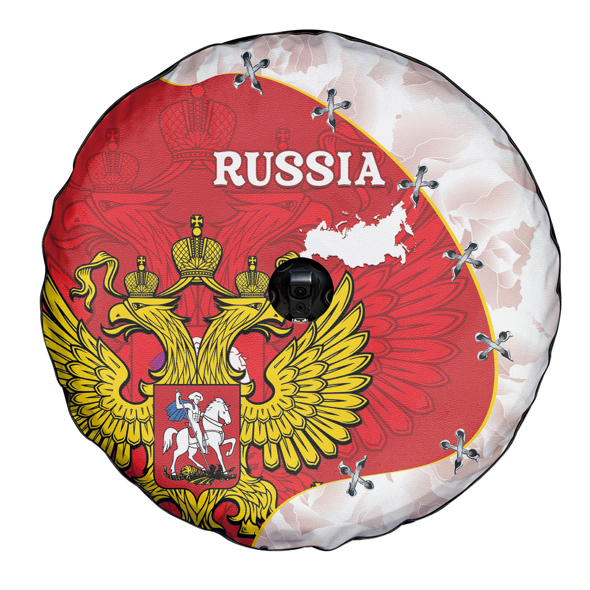 Russia Independence Day Spare Tire Cover Coat Of Arms With Map - Wonder Print Shop