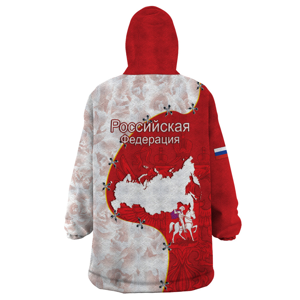 Russia Independence Day Wearable Blanket Hoodie Coat Of Arms With Map - Wonder Print Shop