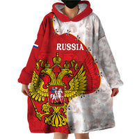 Russia Independence Day Wearable Blanket Hoodie Coat Of Arms With Map - Wonder Print Shop