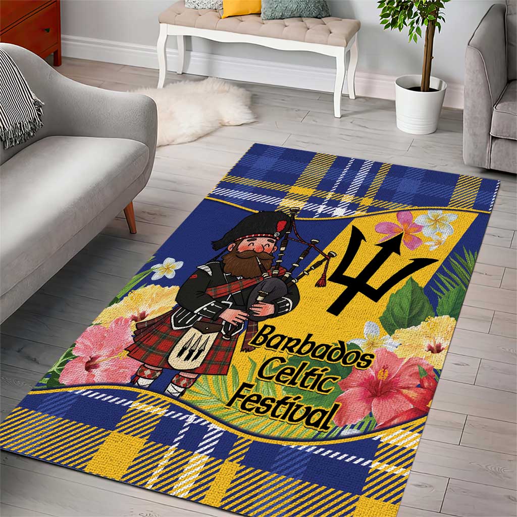 Barbados Celtic 2025 Festival Area Rug Scottish Man With Bagpipes