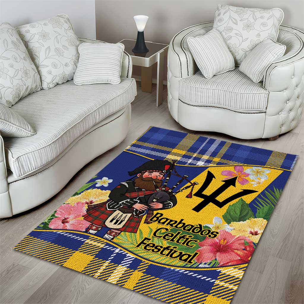 Barbados Celtic 2025 Festival Area Rug Scottish Man With Bagpipes