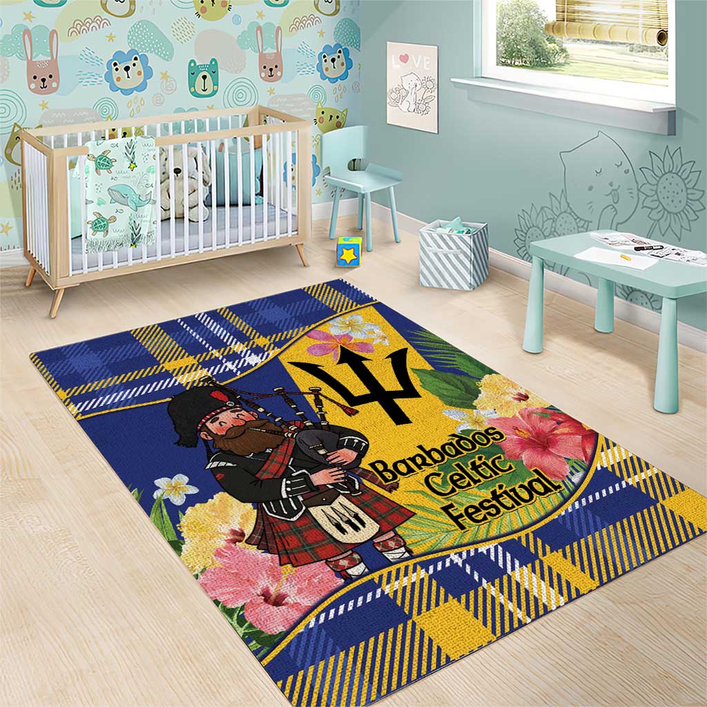 Barbados Celtic 2025 Festival Area Rug Scottish Man With Bagpipes