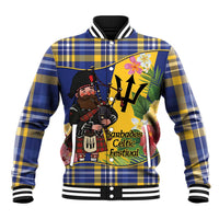 Barbados Celtic 2025 Festival Baseball Jacket Scottish Man With Bagpipes