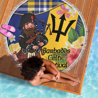 Barbados Celtic 2025 Festival Beach Blanket Scottish Man With Bagpipes