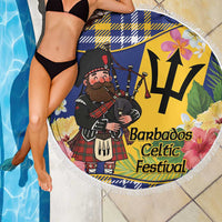 Barbados Celtic 2025 Festival Beach Blanket Scottish Man With Bagpipes