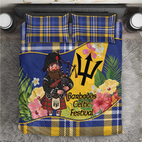 Barbados Celtic 2025 Festival Bedding Set Scottish Man With Bagpipes