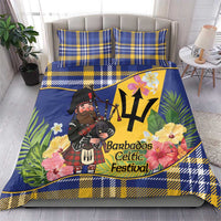Barbados Celtic 2025 Festival Bedding Set Scottish Man With Bagpipes