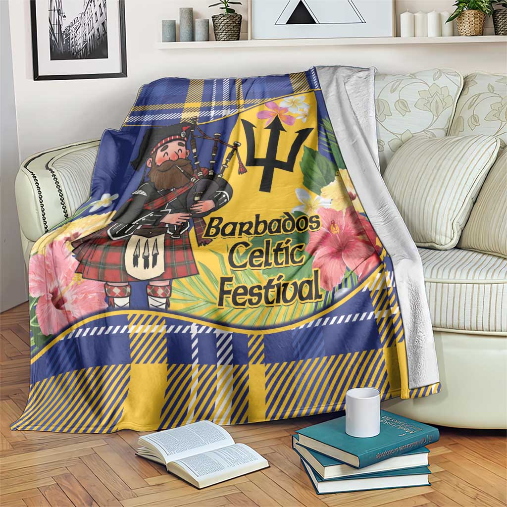 Barbados Celtic 2025 Festival Blanket Scottish Man With Bagpipes