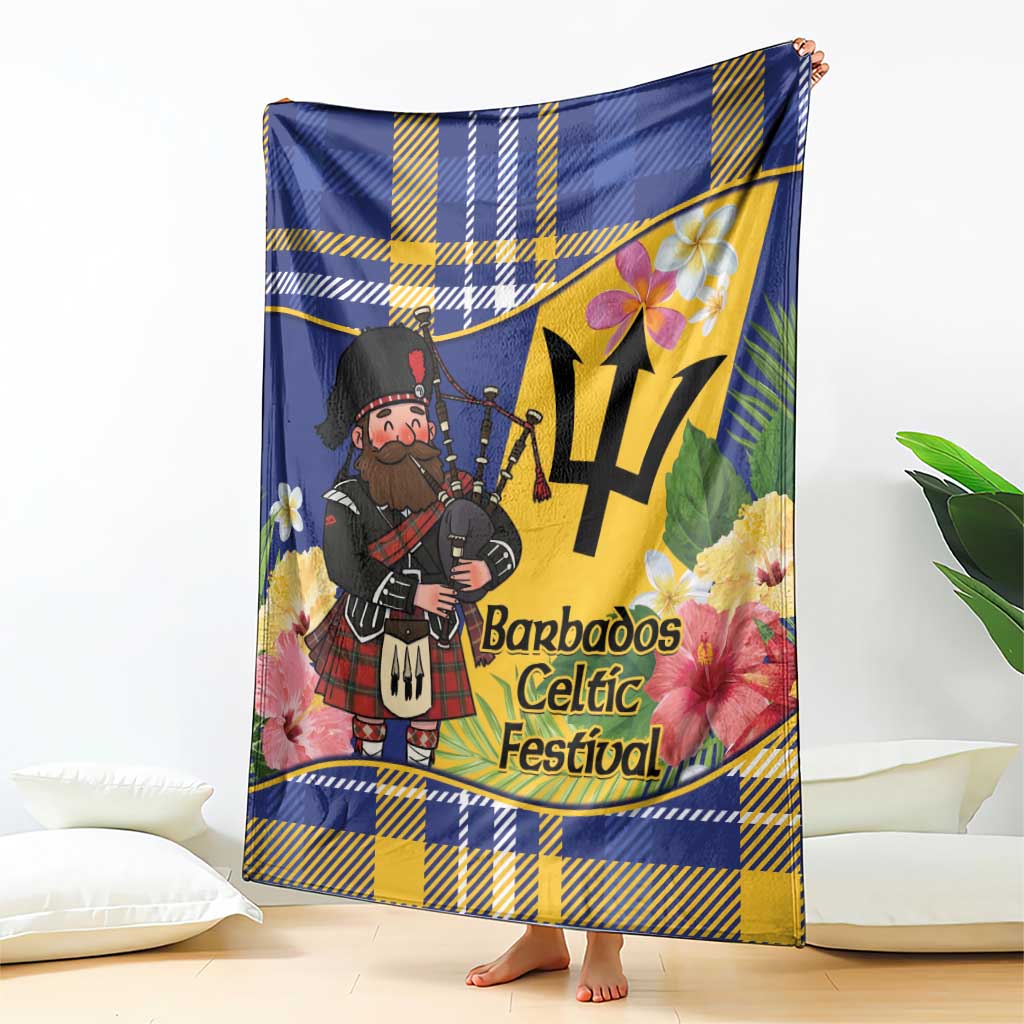 Barbados Celtic 2025 Festival Blanket Scottish Man With Bagpipes
