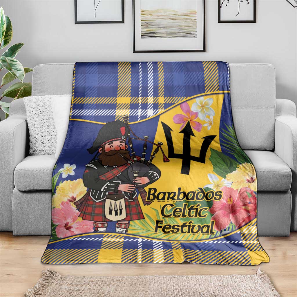 Barbados Celtic 2025 Festival Blanket Scottish Man With Bagpipes