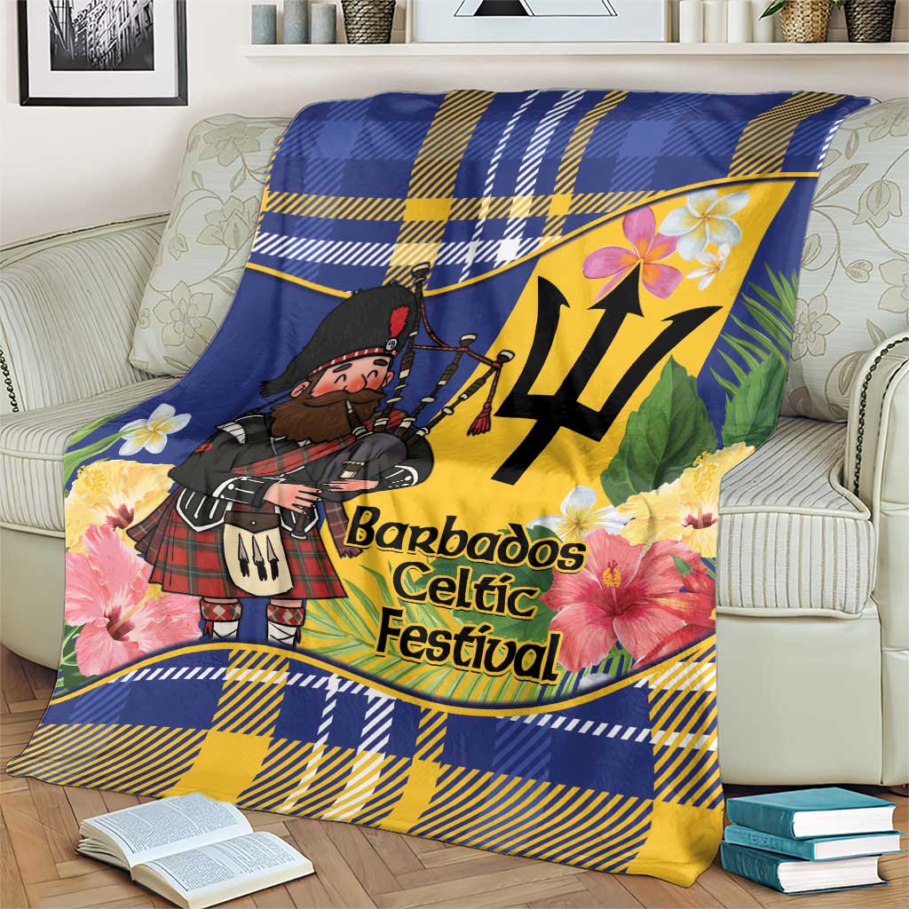 Barbados Celtic 2025 Festival Blanket Scottish Man With Bagpipes