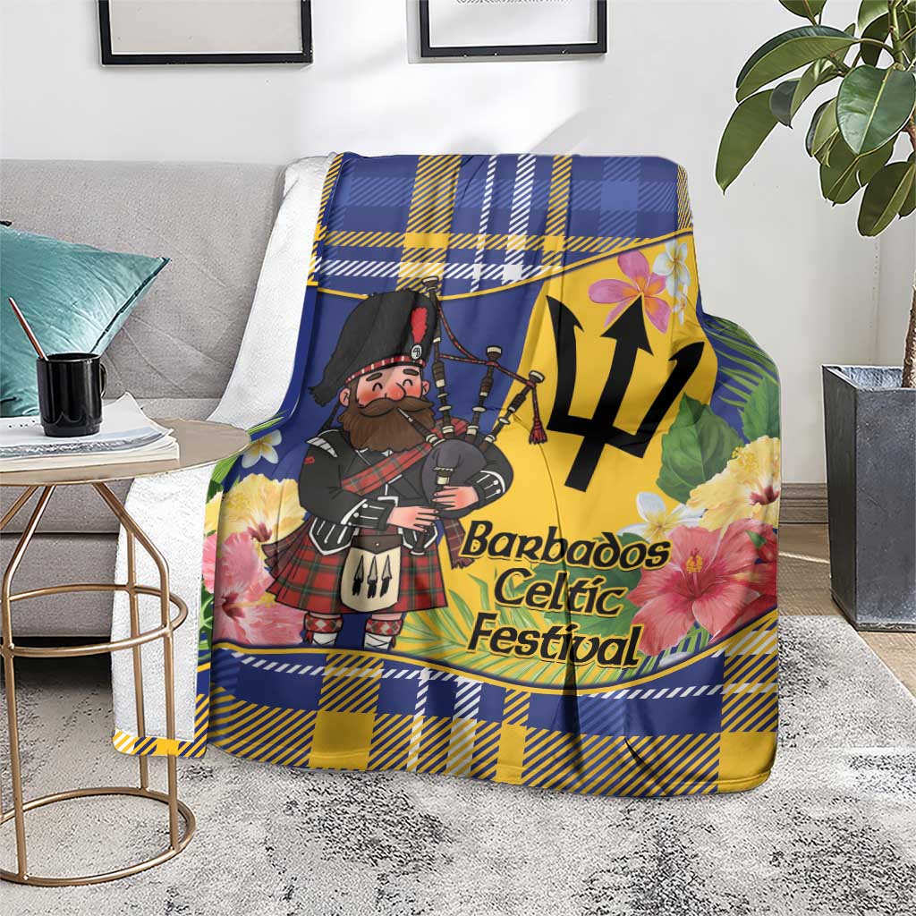 Barbados Celtic 2025 Festival Blanket Scottish Man With Bagpipes