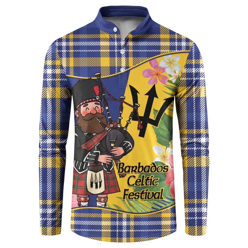 Barbados Celtic 2025 Festival Button Sweatshirt Scottish Man With Bagpipes