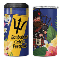 Barbados Celtic 2025 Festival 4 in 1 Can Cooler Tumbler Scottish Man With Bagpipes