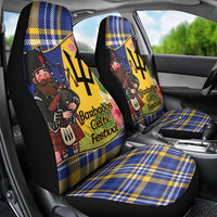 Barbados Celtic 2025 Festival Car Seat Cover Scottish Man With Bagpipes