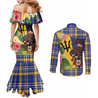 Barbados Celtic 2025 Festival Couples Matching Mermaid Dress and Long Sleeve Button Shirt Scottish Man With Bagpipes