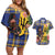 Barbados Celtic 2025 Festival Couples Matching Off Shoulder Short Dress and Hawaiian Shirt Scottish Man With Bagpipes