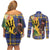 Barbados Celtic 2025 Festival Couples Matching Off Shoulder Short Dress and Long Sleeve Button Shirt Scottish Man With Bagpipes