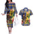 Barbados Celtic 2025 Festival Couples Matching Off The Shoulder Long Sleeve Dress and Hawaiian Shirt Scottish Man With Bagpipes