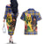 Barbados Celtic 2025 Festival Couples Matching Off The Shoulder Long Sleeve Dress and Hawaiian Shirt Scottish Man With Bagpipes