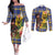 Barbados Celtic 2025 Festival Couples Matching Off The Shoulder Long Sleeve Dress and Long Sleeve Button Shirt Scottish Man With Bagpipes