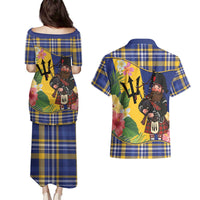 Barbados Celtic 2025 Festival Couples Matching Puletasi and Hawaiian Shirt Scottish Man With Bagpipes