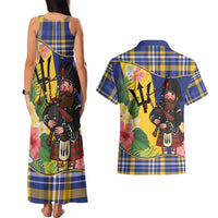 Barbados Celtic 2025 Festival Couples Matching Tank Maxi Dress and Hawaiian Shirt Scottish Man With Bagpipes